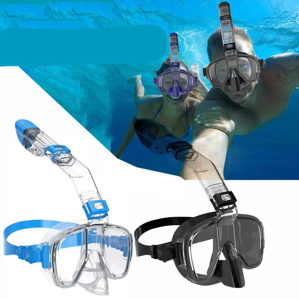 Snorkel and Diving Mask Foldable Anti-Fog Diving Mask Set with Full Dry Top System Diving Goggles Diving Camera Support