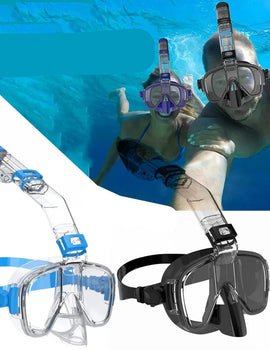 Snorkel and Diving Mask Foldable Anti-Fog Diving Mask Set with Full Dry Top System Diving Goggles Diving Camera Support