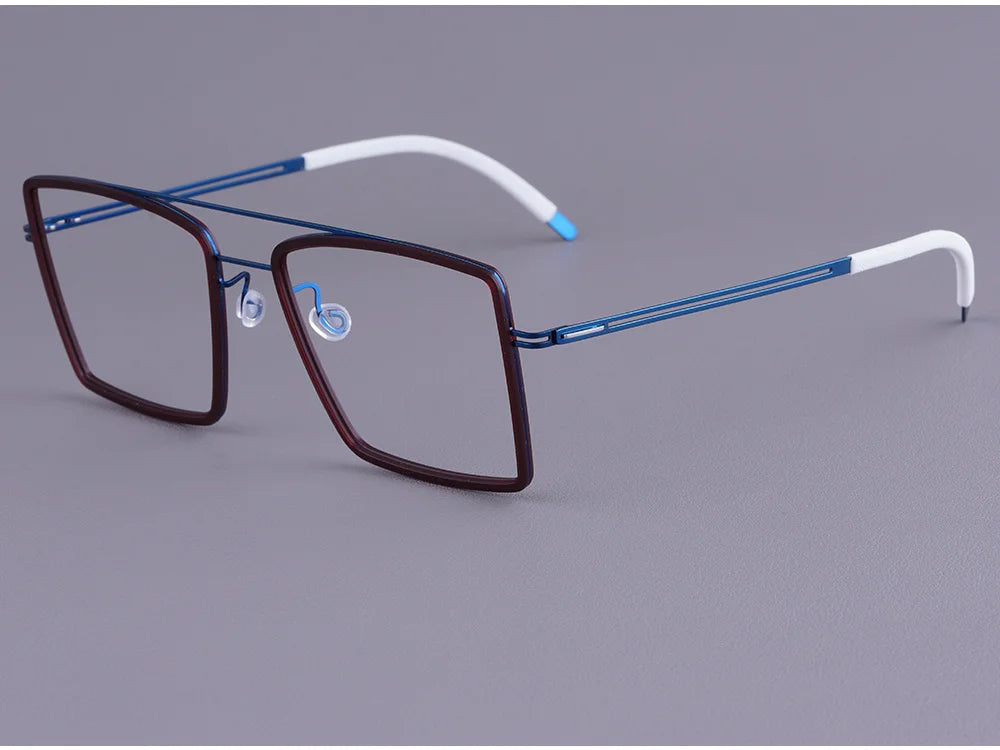Oversized Double Bridge Titanium Acetate Eyeglasses Frame