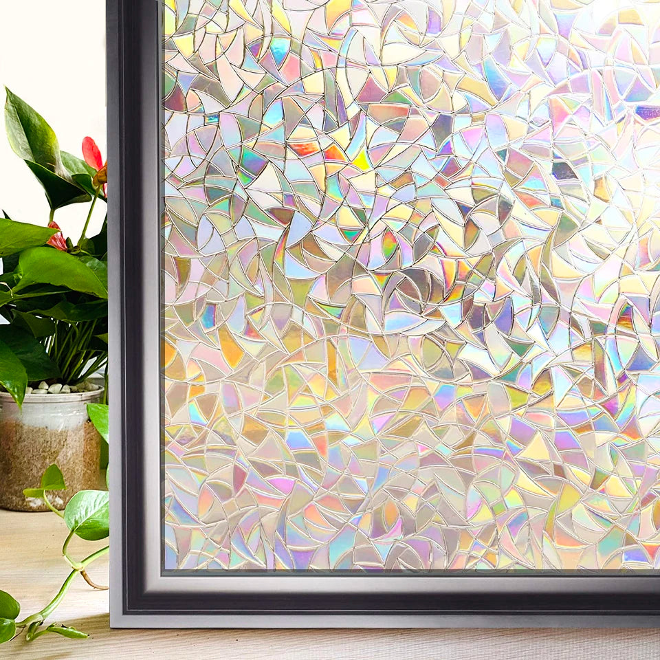 Heat Control Rainbow Window Vinyl Security Window Tinting Sun Protection Film Non Adhesive Window Stickers Stained Glass