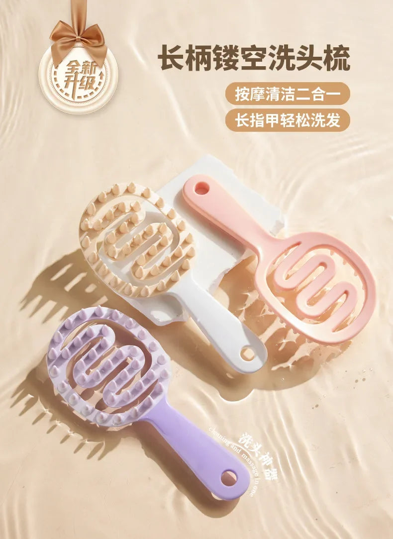 Extended Handle Soft Silicone Shampoo Scalp Hair Massager Hair Washing Comb Shower Brush Bath Spa Massage Brush Beauty Hair Tool