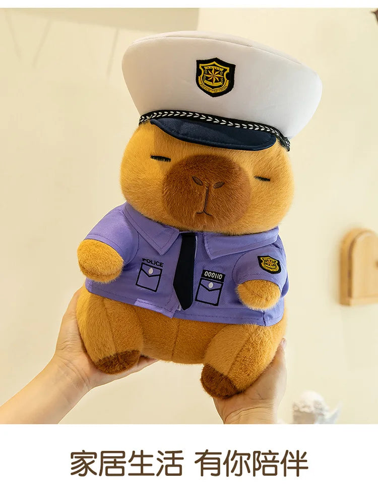 Cute Capybara Police Plush Toy Soft Stuffed Pillow