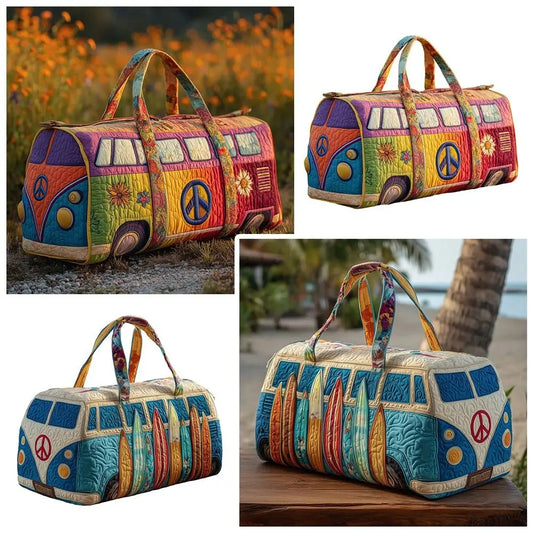 3D Printed Quilted Travel Duffle Bag Large Capacity Overnight Tote
