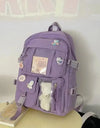 Popular Pink Purple Color Girls High School Student Backpack Bags