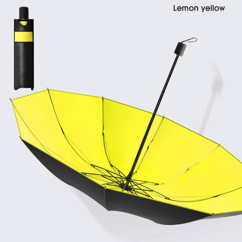 Triple fold folding umbrella, windproof reinforced thick business umbrella for both men and women, dual-use umbrella for rainy a