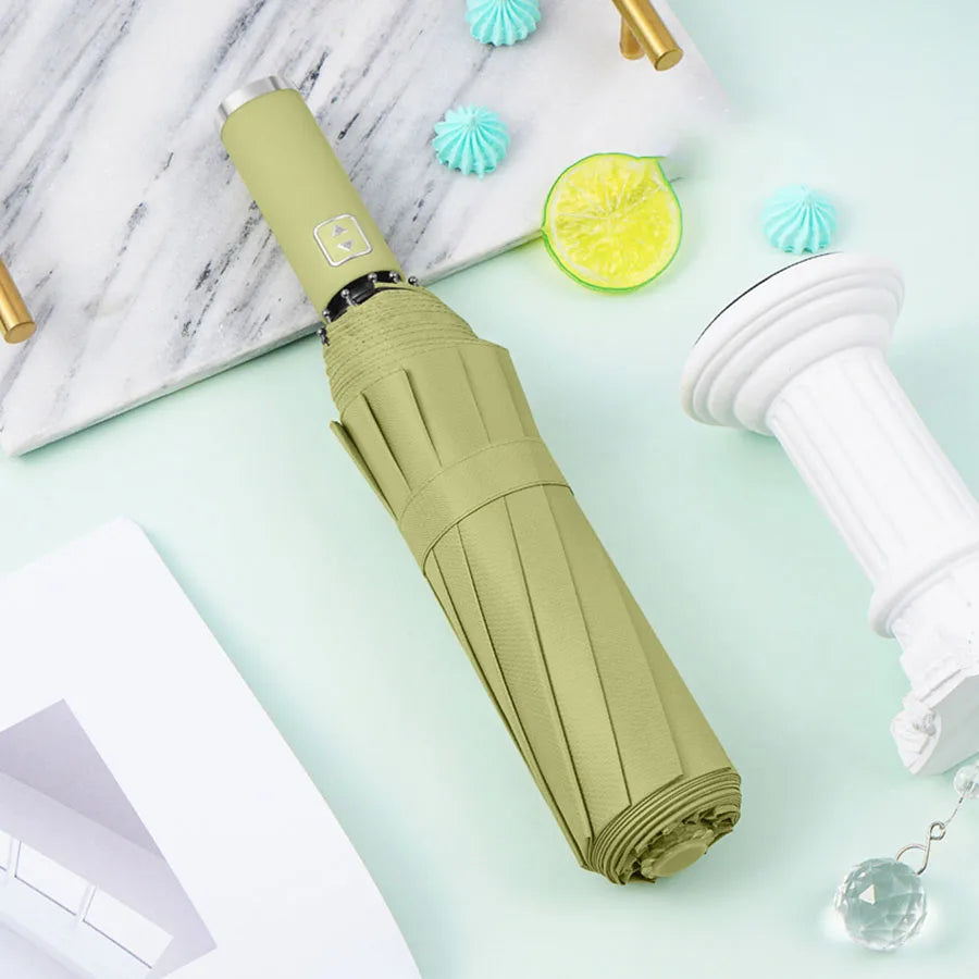 Automatic Folding Umbrella 10 Rib Windproof UV Protection Three Fold Compact Travel Umbrella Sun Rain Use