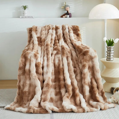 Imitation Rabbit Fur Soft Throw Blanket Warm Winter Plush Blanket