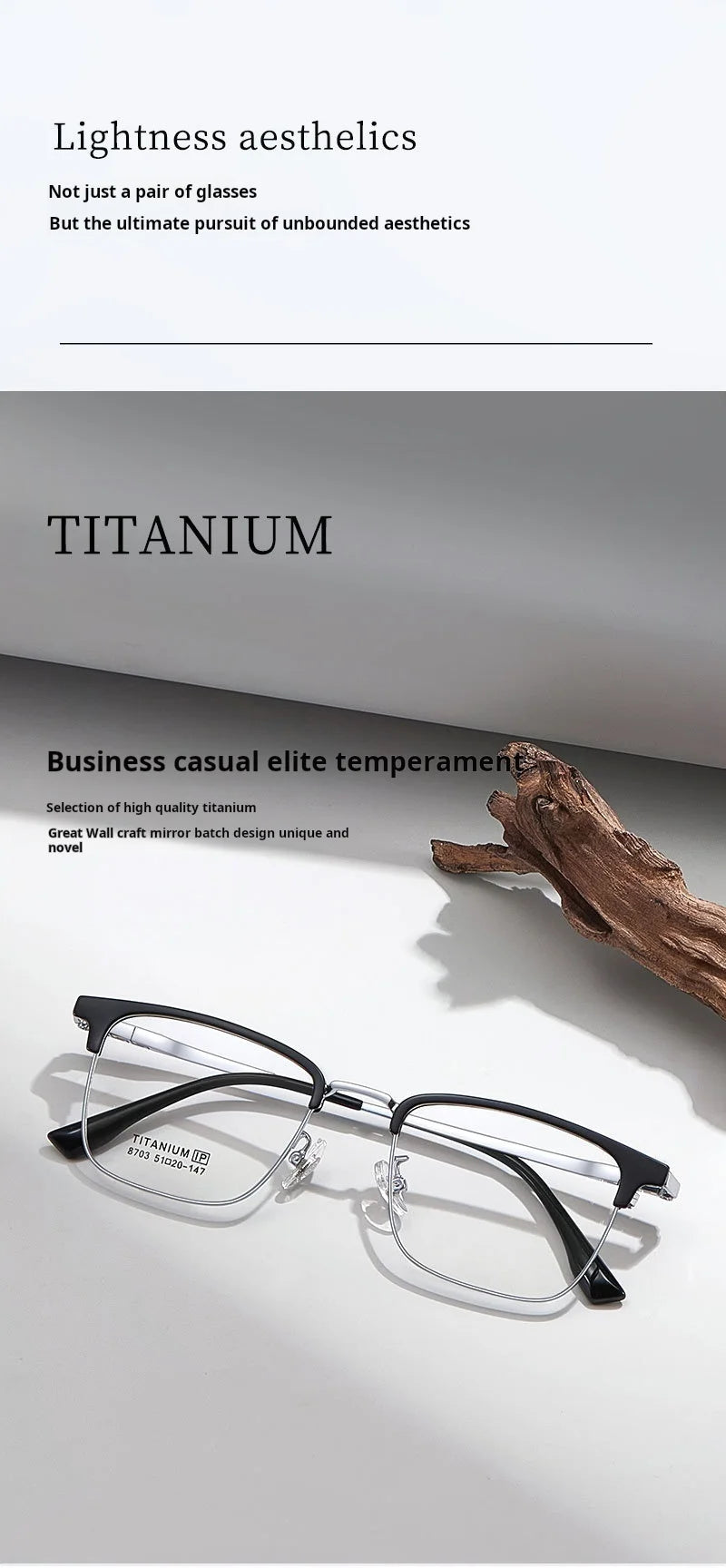 Retro Square Lightweight Titanium Eyeglasses Frames