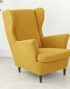 Polar Fleece Stretch Wing Chair Cover Elastic Single Wingback Chairs Covers with Seat Cushion Cover Relax Armchair Slipcovers