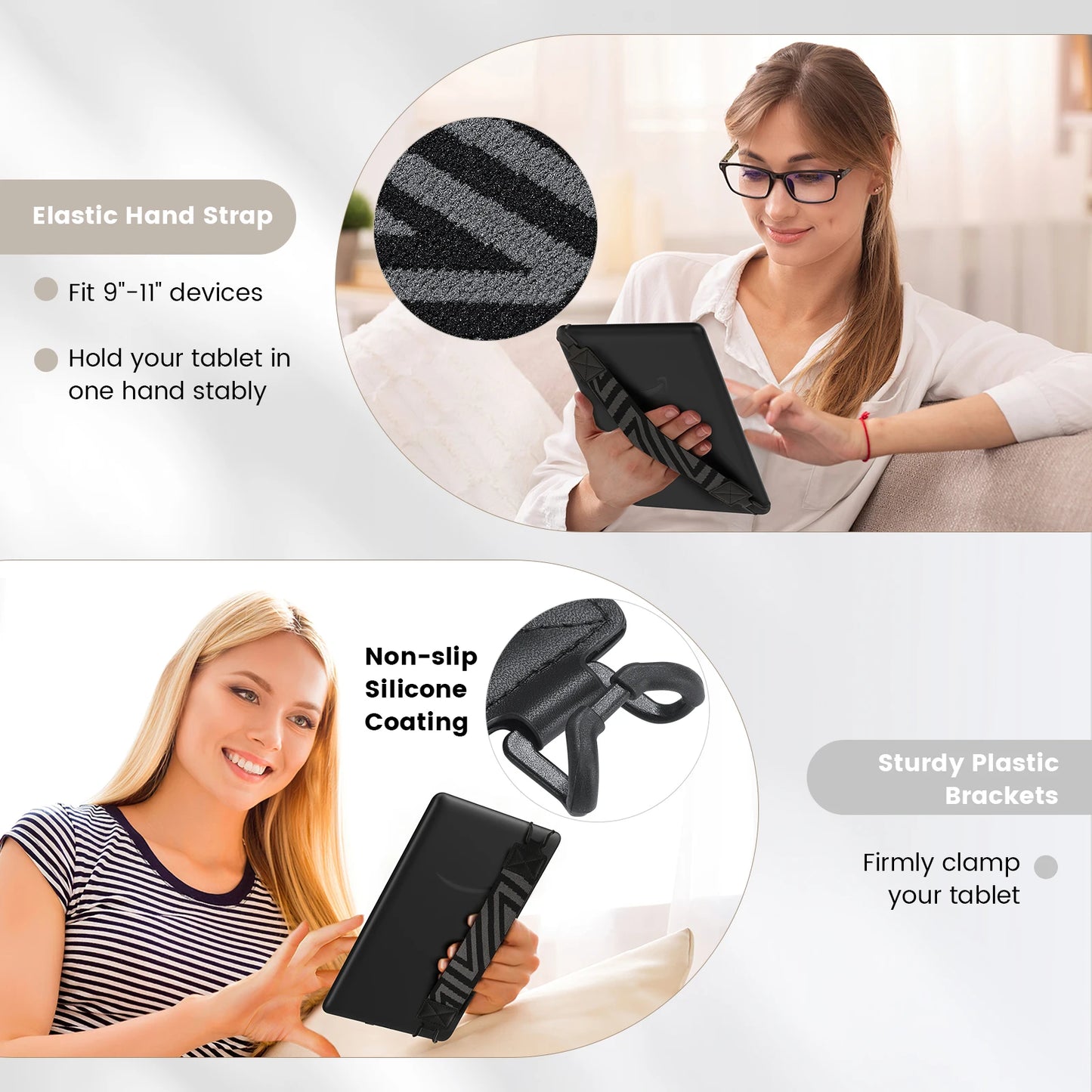 Security Hand-Strap for 9 - 11 Inch tablet -iPad/iPad Pro/iPad Air/Kindle Fire HD/Samsung/Lenovo,High-elasticity Versatile