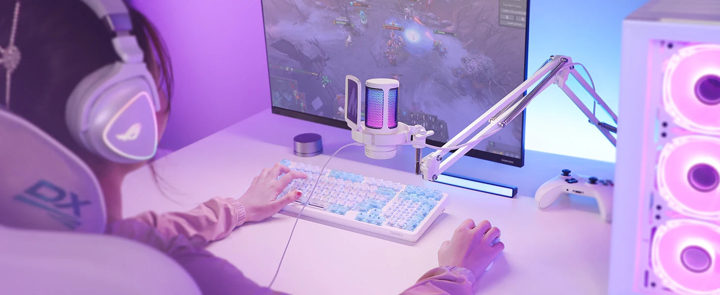 Gamerwave DGM20S USB Microphone Gaming Mic Condenser Mic RGB Mic Noise Canceling Mic with Mic Gain,RGB Light,One key mute