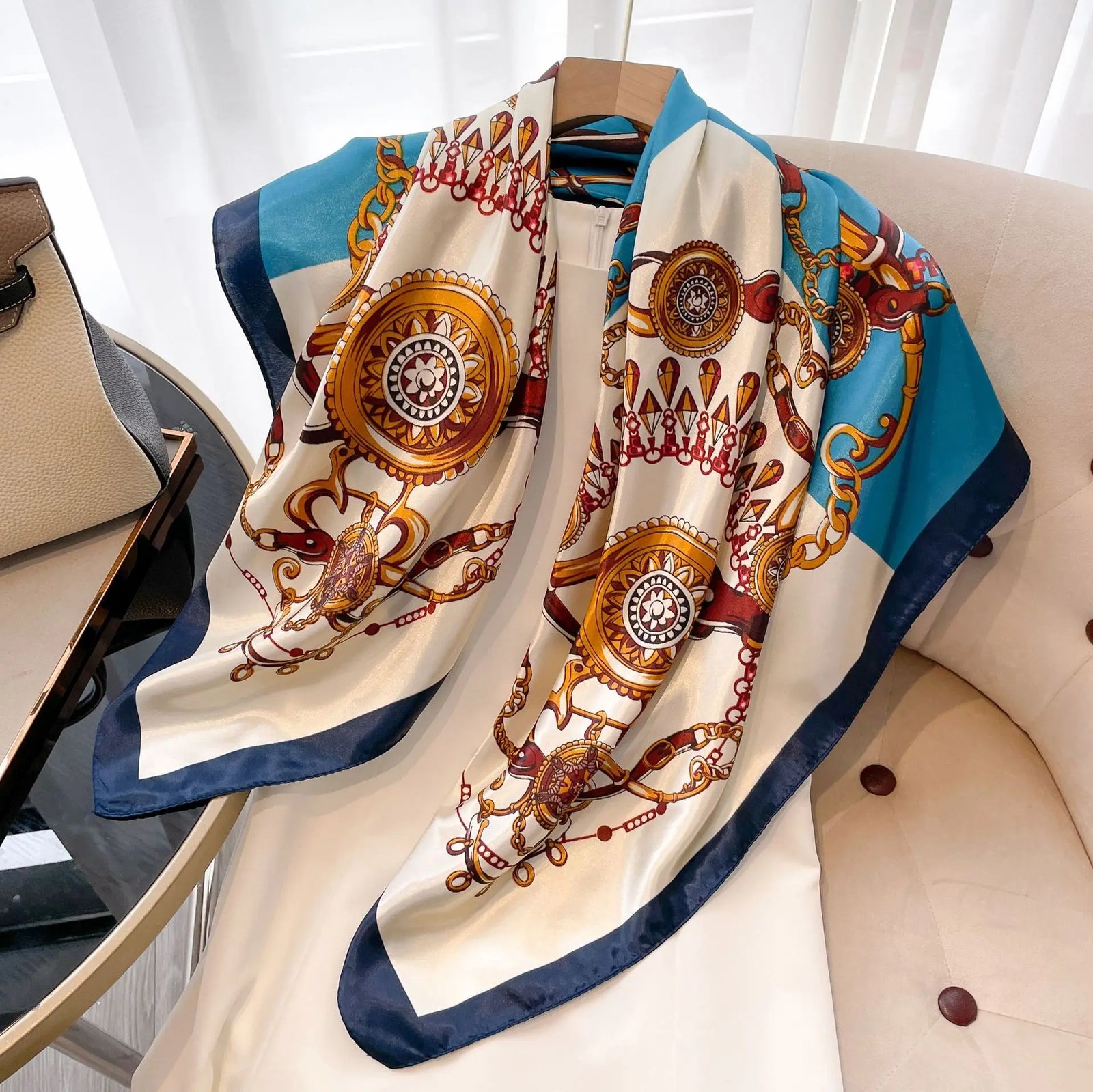 Square Women Scarves Silk Office Ladies Hair Neck Bandanna Headband Foulard Headcloth Muslim Headscarf Female muffler