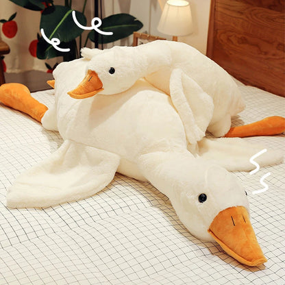 50-160cm Goose Stuffed Plush Cute Fluffy White Goose Plush Toy Kawaii Duck Sleep Pillow Cushion Soft Stuffed Animal Doll Gift