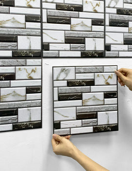 3D Wall Sticker Self-adhesive Faux Stone Wall Panel Peel and Stick Tile Backsplash for Kitchen Bathroom Waterproof Tile Sticker