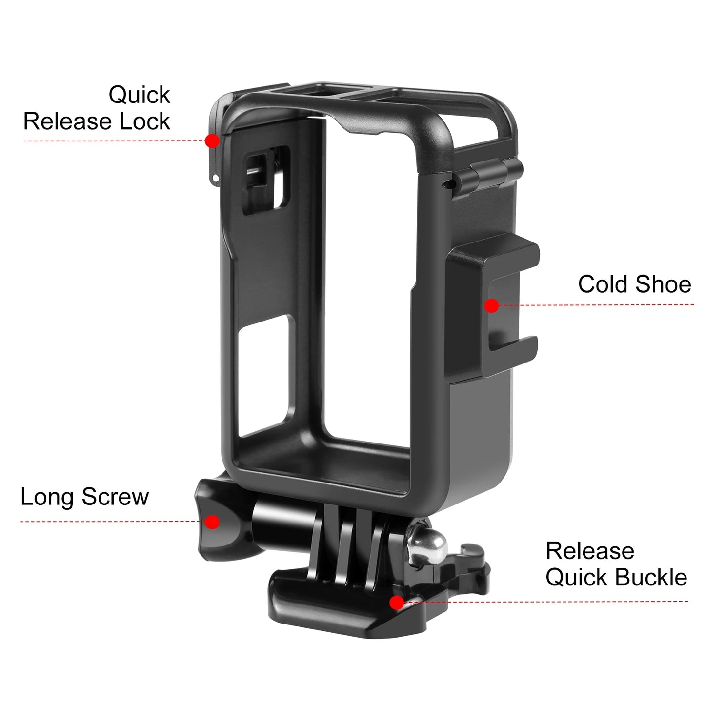 Vertical Protective Camera Frame with Cold Shoe Mounts for DJI Osmo Action Cameras