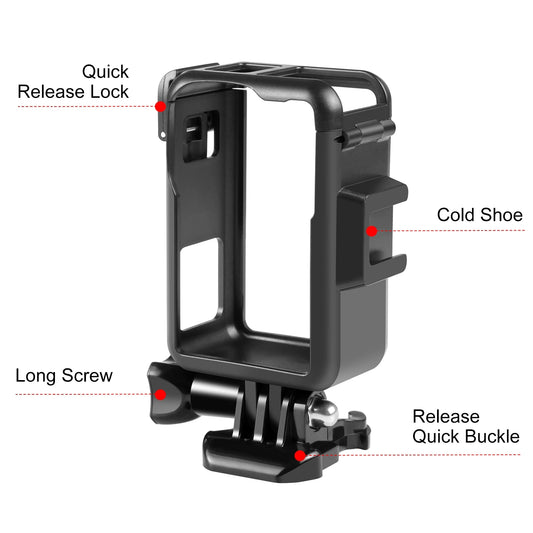 Vertical Protective Camera Frame with Cold Shoe Mounts for DJI Osmo Action Cameras