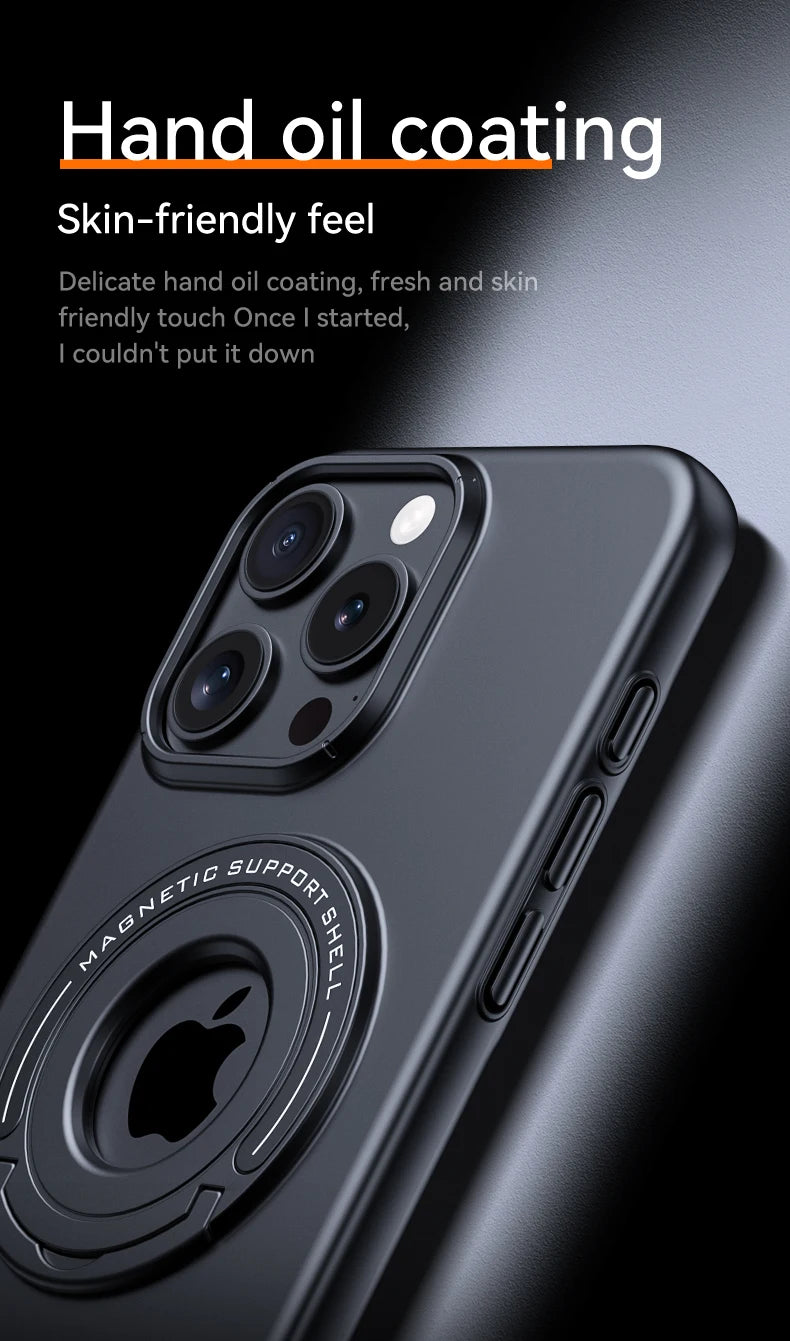 For Magsafe  Solid Color Matte Car Holder Shockproof Phone Case for iPhone 15 Pro Max 14 Pro Max Plus Back Cover