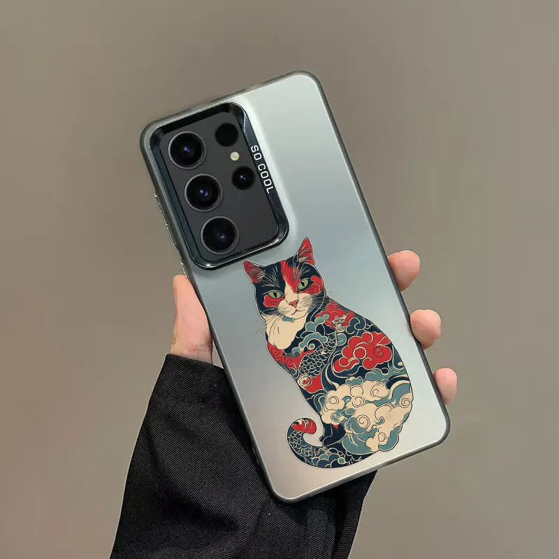 Colorful Japan Cat Design Phone Case For Samsung Galaxy S24 S23 S21 FE S25 S24 S23 S22 Ultra Plus Shockproof Laser Back Covers
