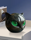 Green Eyes Cat Head Sculpture 3D Resin Healing Stone Marble Texture Cats Figurines Sculpture Gifts for Cat Lovers Women Men