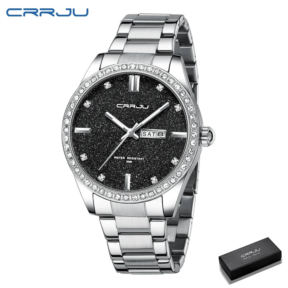 Men Watch Moissanite Diamond Luxury Brand Golden Dial Watches with Stainless Steel Band with Luminous Relogio Masculino