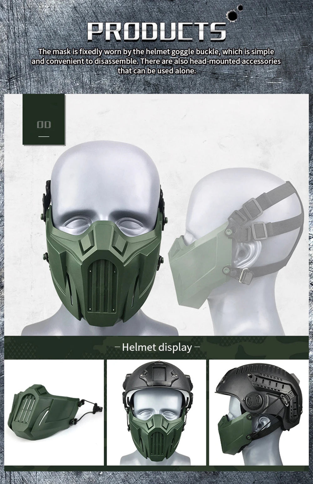 Tactical Airsoft Mask Outdoor Paintball Half Face Iron Warrior Protective Mask Shooting Protection Mouth Mask Hunting Equipment