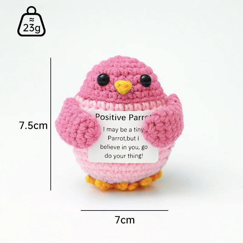 3 Pcs Positive Crochet Hedgehog Doll with Affirmation Card Home Room Decoration Funny Handmade Plush Doll Ornaments Christmas Gifts