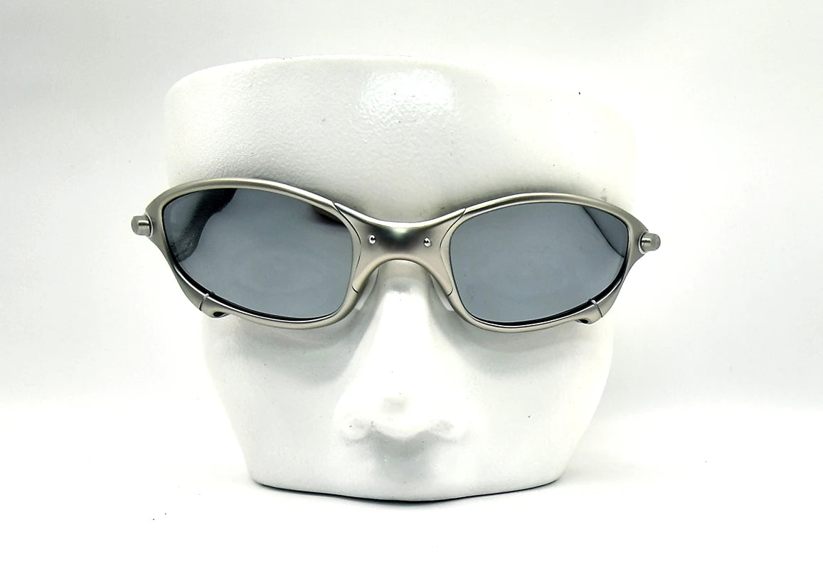 Polarized UV400 MTB Bike Cycling Sunglasses – Silver Metal Frame Riding Fishing Eyewear