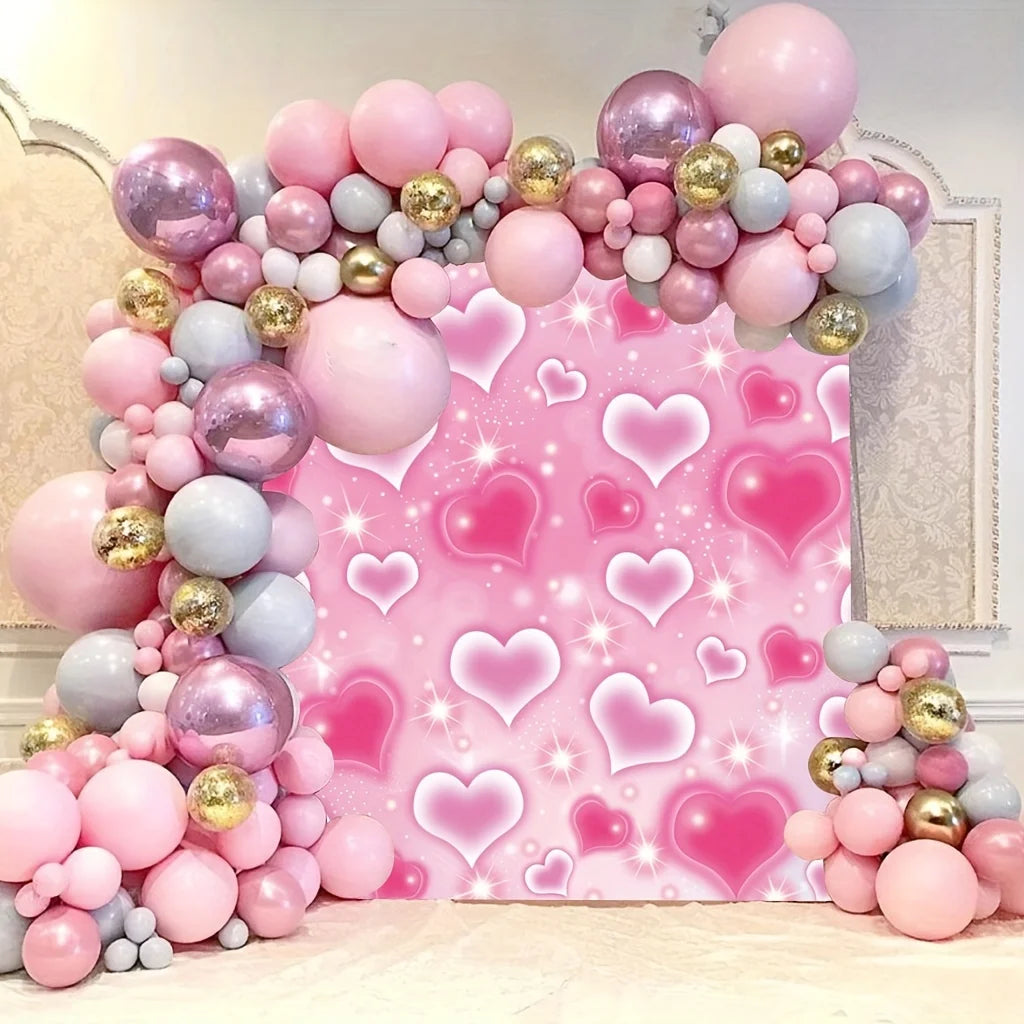 Pink Love Star Tapestry Gradient Heart shaped Bedroom Background Wall Couple Romantic Party Room Decoration