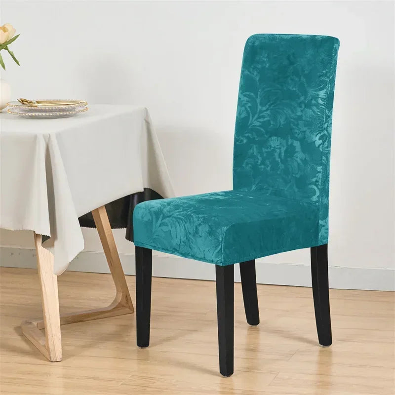 1PC Stretch Dining Chair Cover Jacquard Solid Color Chairs Slipcovers Elastic Soft Seat Covers for Banquet Wedding Hotel Decor