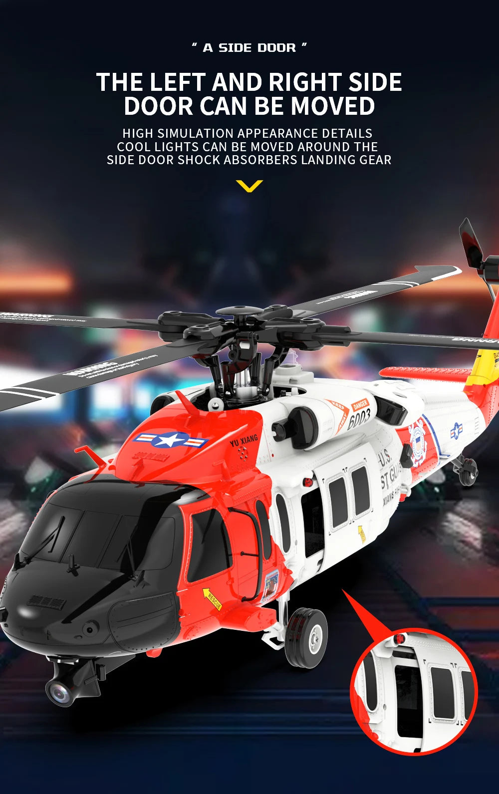 UH60 Black Hawk F09S GPS Remote Control Helicopter Six Channel Rescue Model