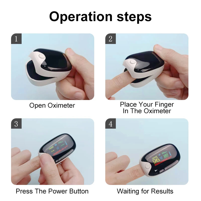 Medical Portable Fingertip Handheld Pulse Oximeters Finger Monitor Adult TFT Screen Automatic Shut Off Bulit in Protector