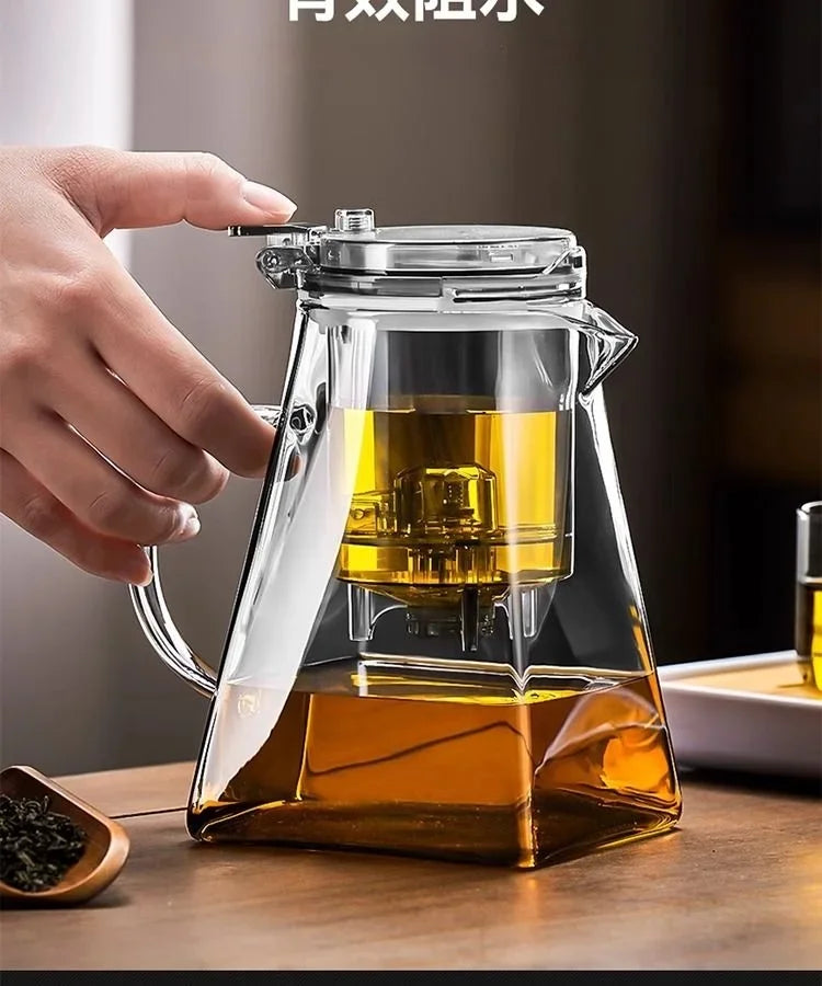 High Borosilicate Glass Tea Pot with One Touch Tea Separation Filter 1000ml