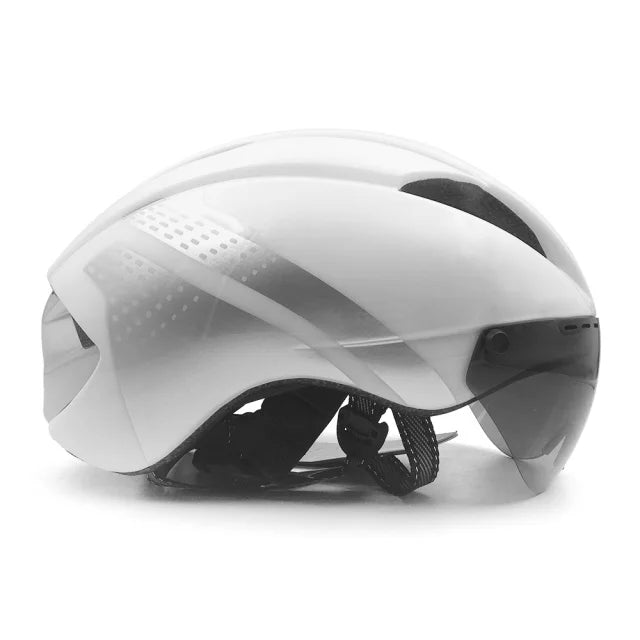 Aero Time Trial Cycling Helmet With Magnetic Lens