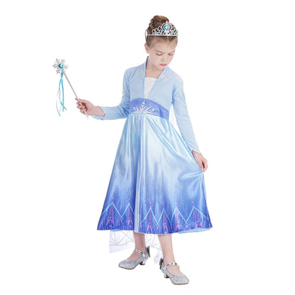 Disney Frozen Girls Dress Elsa 2  Children Christmas Party Princess Costume Kids Snow Queen Performance Elegant Dress Vestidos