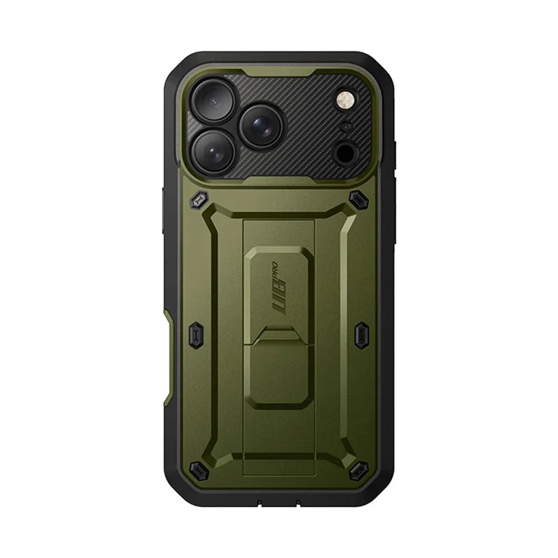 Full Body Rugged Phone Case with Built In Screen Protector and Belt Clip Holster for iPhone 17 Pro Max and iPhone 18 Pro Max