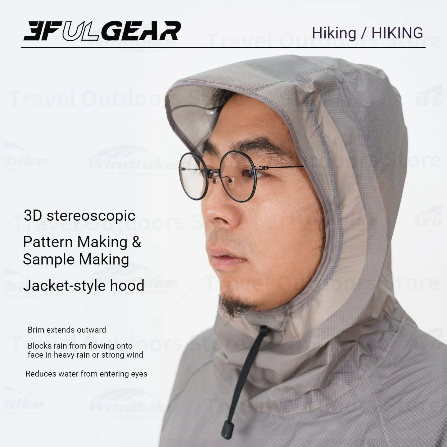 Lightweight Waterproof Hiking Rain Jacket and Pants Set with Hood