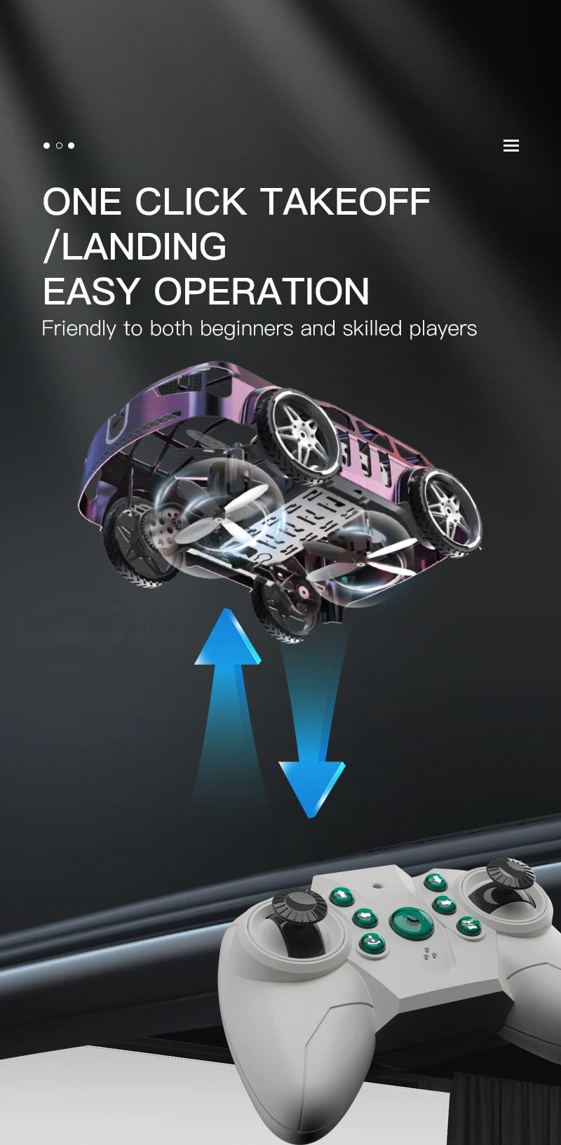 PRO RC Car 2-In-1 Air-Ground Flying 2.4GHz RC Quadcopter Headless Mode With Electric Aerial Vehicle Mini Dron Toys