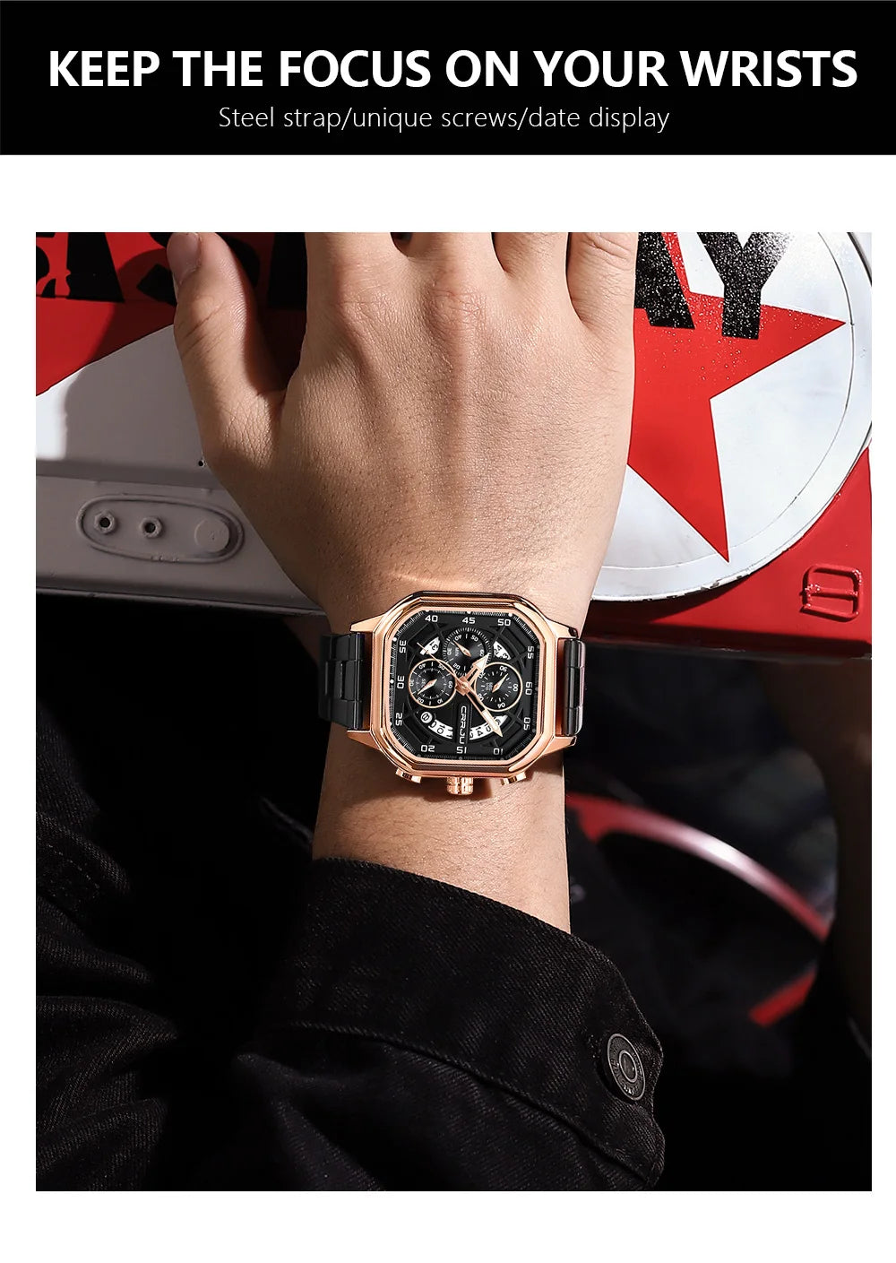 Men Watch Stainless Steel Chronograph Watches for Men Luxury Waterproof Date Analog Quartz Business Clock