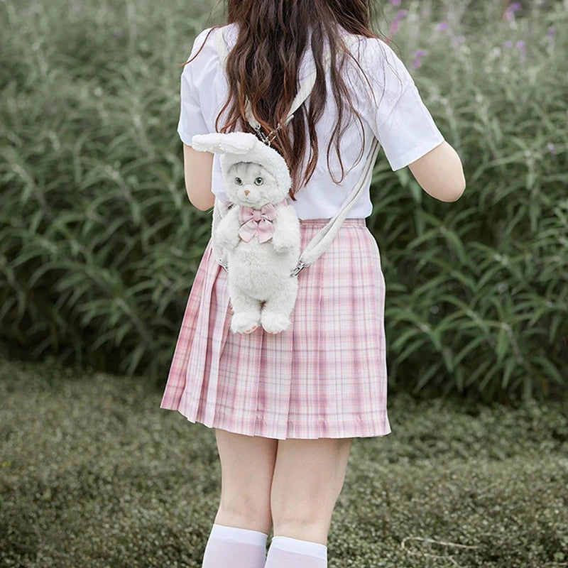 Mini Calico Cat Plush Backpack Soft Shoulder Bag
