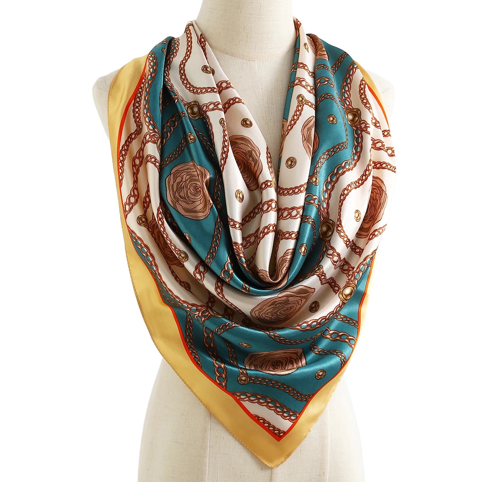 Square Women Scarves Silk Office Ladies Hair Neck Bandanna Headband Foulard Headcloth Muslim Headscarf Female muffler