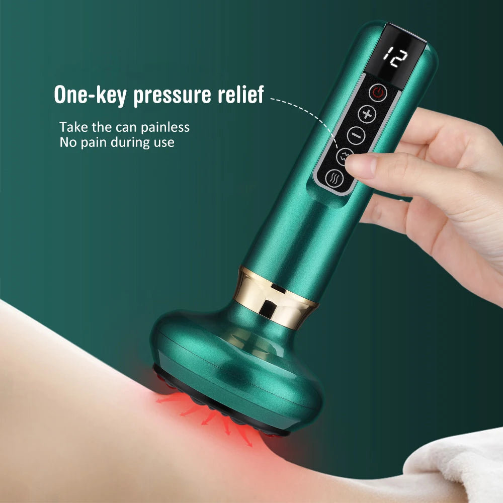 Electric Cupping Massager Vacuum Suction Cup GuaSha Anti Cellulite Beauty Health Scraping Infrared Heat Slimming Massage