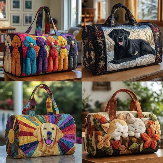 3D Quilted Travel Duffle Bag Large Capacity Shoulder Tote
