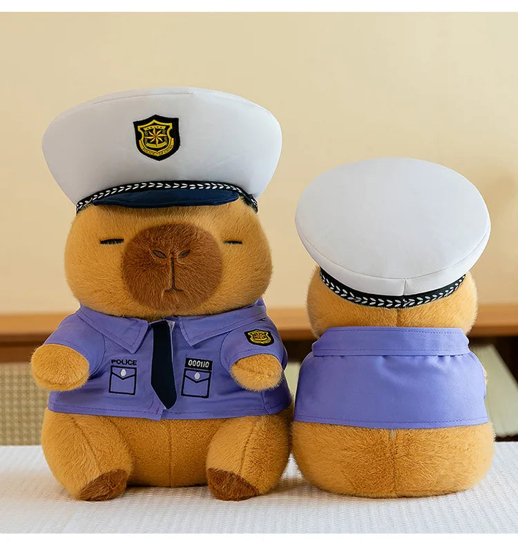 Cute Capybara Police Plush Toy Soft Stuffed Pillow