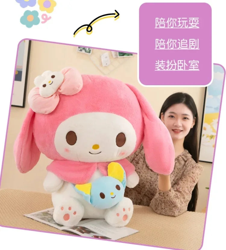 Sanrio Kuromi Plush Dolls 40/50cm Kawaii My Melody Cinnamoroll Soft Stuffed Animals Anime Figure Pillow Cartoon Decor Kids Toys