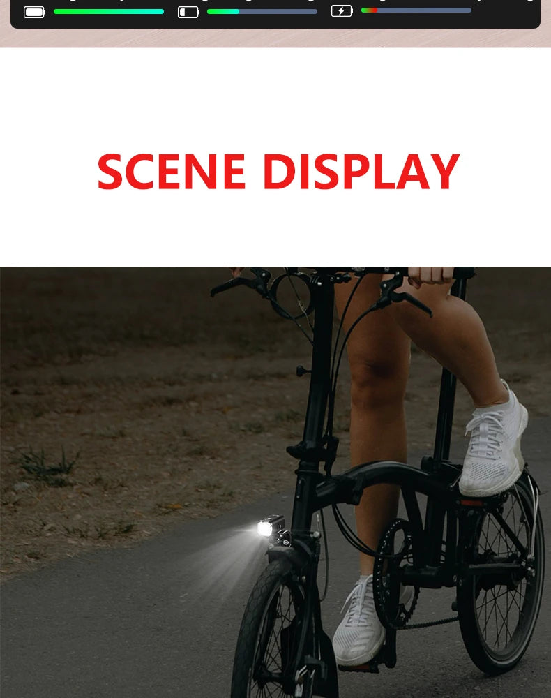 Bicycle Light For Brompton Light Type-C Rechargeable Brompton Headlight 800LM IPX6 Waterproof 1100mAh Bike Accessories
