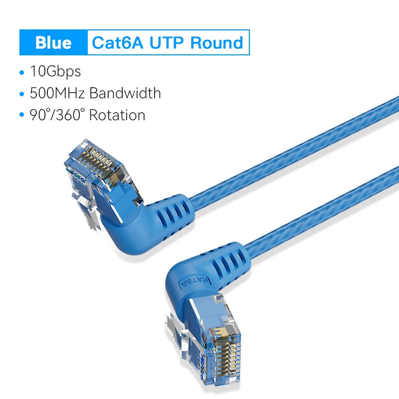 CAT6A Ethernet Cable 10Gbps 90/360 Degree Rotation CAT 6A Slim Networking Internet Lan Cord for PC PS4 Router RJ45 Cable