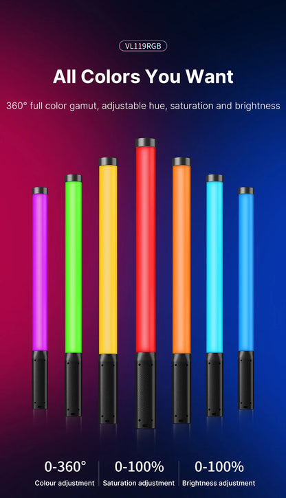 Handheld RGB Colorful Stick Light 19.68 inch Handheld LED Light Wand CRI 95+ 2500K-9000K Photography Studio Lamp