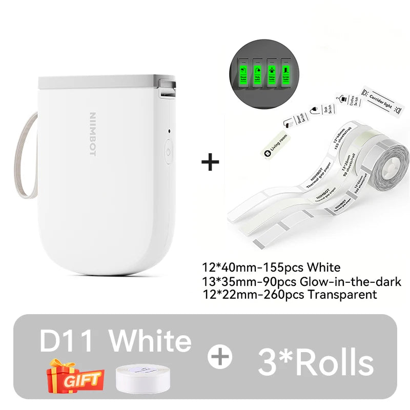 D11 Mini Label Printer 300DPI, Bluetooth Wireless Inkless Sticker Maker, Portable Label Machine for Name Tags, Kitchen & Home