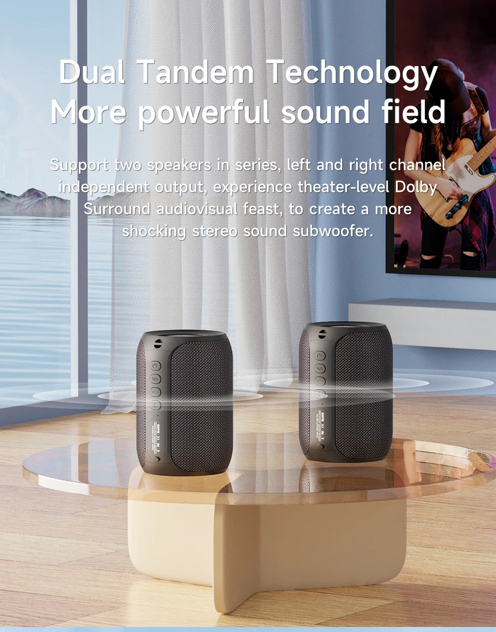 Powerful Bluetooth Speaker, Bass Wireless, LED Light, Outdoor Speakers, Subwoofer, Waterproof Sound Box Support