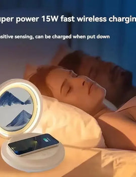 three in one folding sand painting bedside table lamp multifunctional wireles charging Bluetooth sound system music
